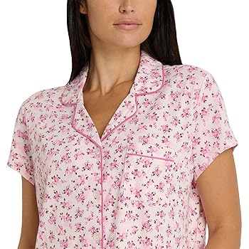 【LAURA ASHLEY】ノースリーブセットアップ Laura Ashley Women's Pajamas 2 Piece Cotton Blend Notch